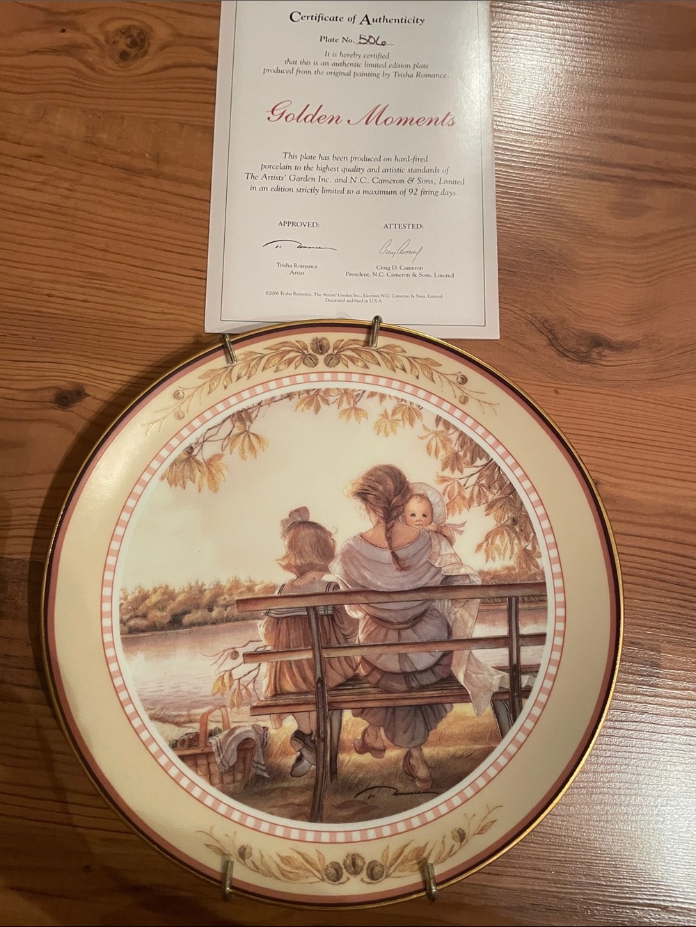 Trisha Romance Collector Plate “Golden Moments”